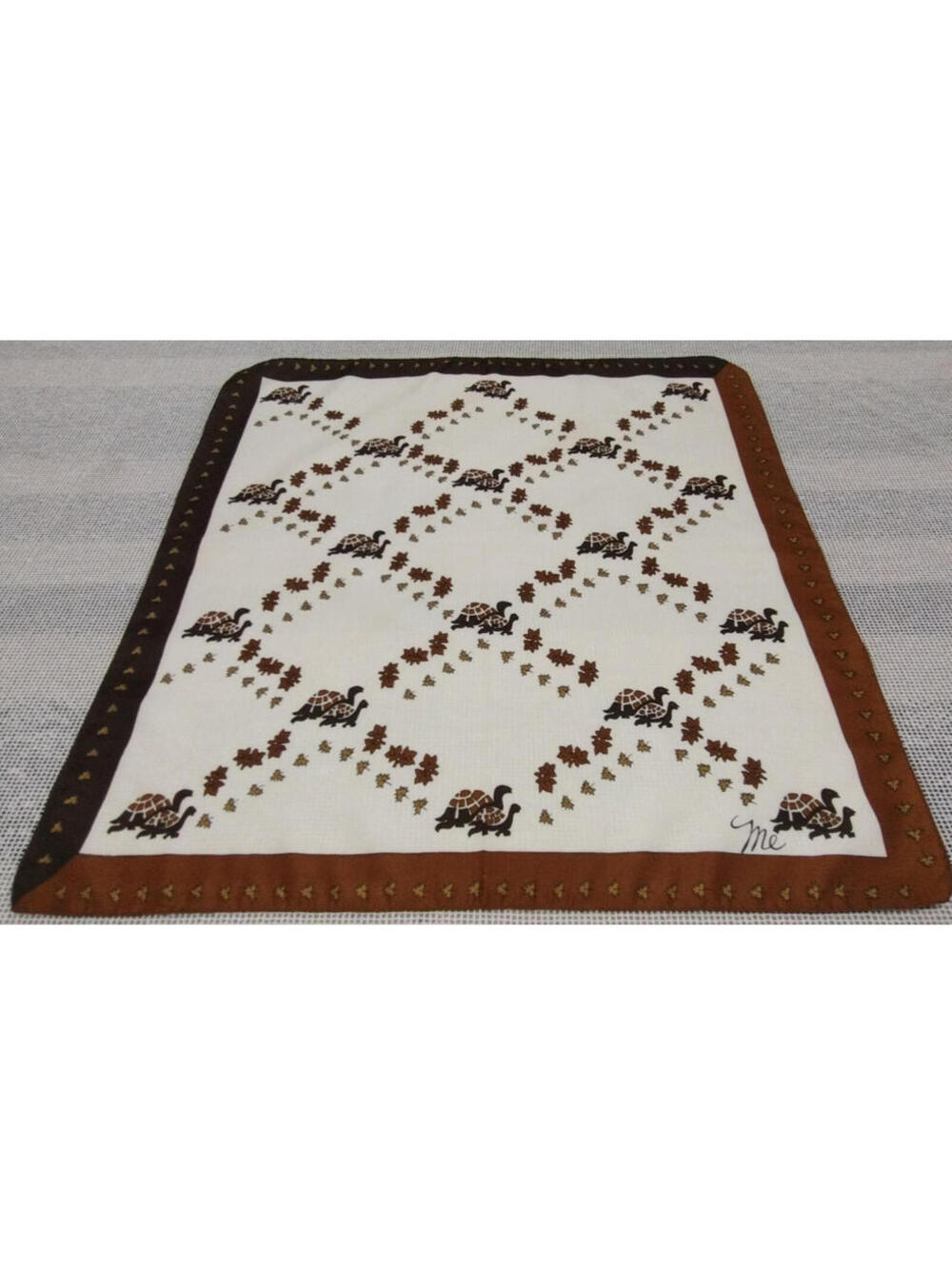 1970s Turtles Scarf Brown Turtle Me Scarf 1960s Mid Century Colors Acetate